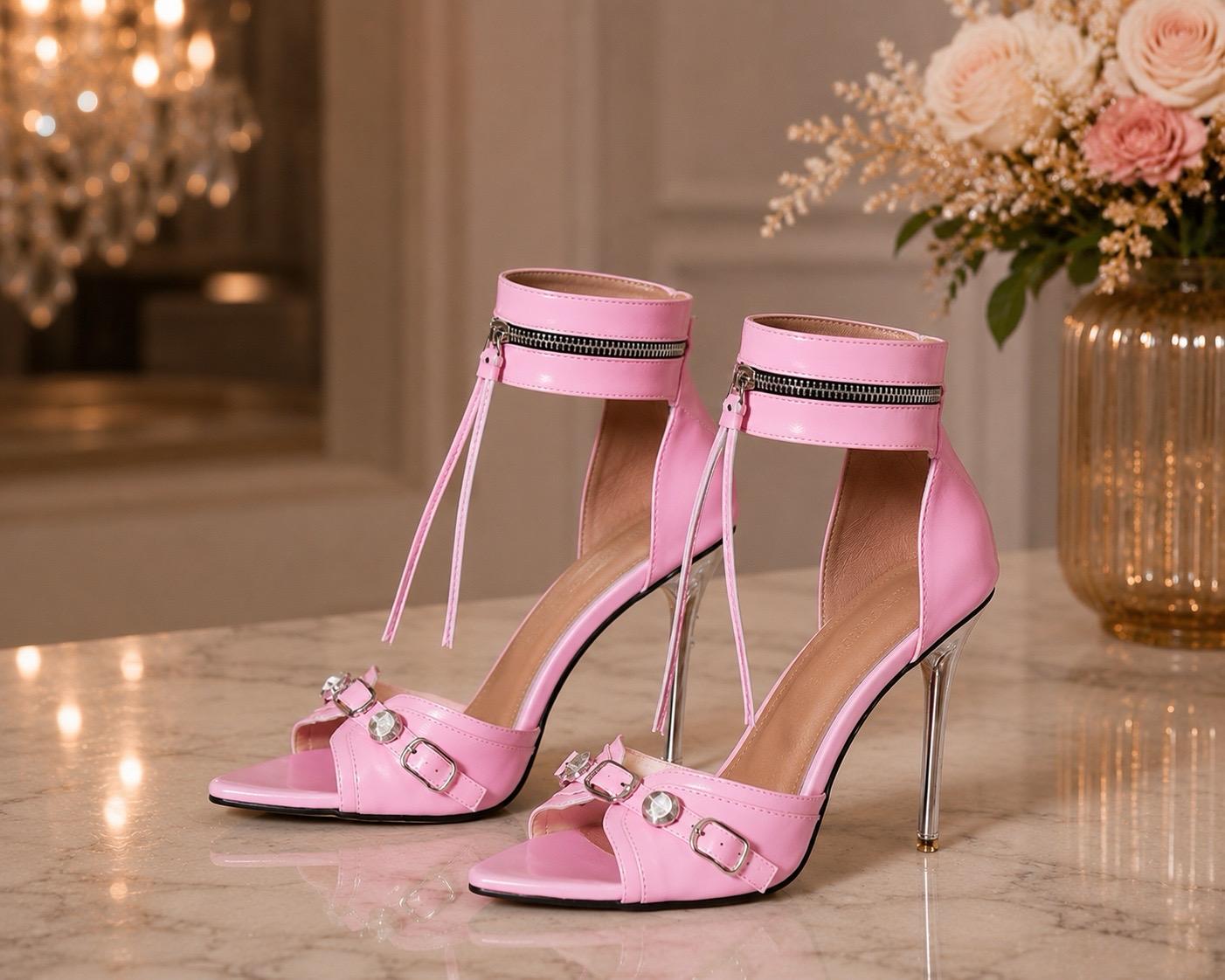 THIA Blush Elegance Lace Midi Dress &amp; Crystal Pink Heel Set