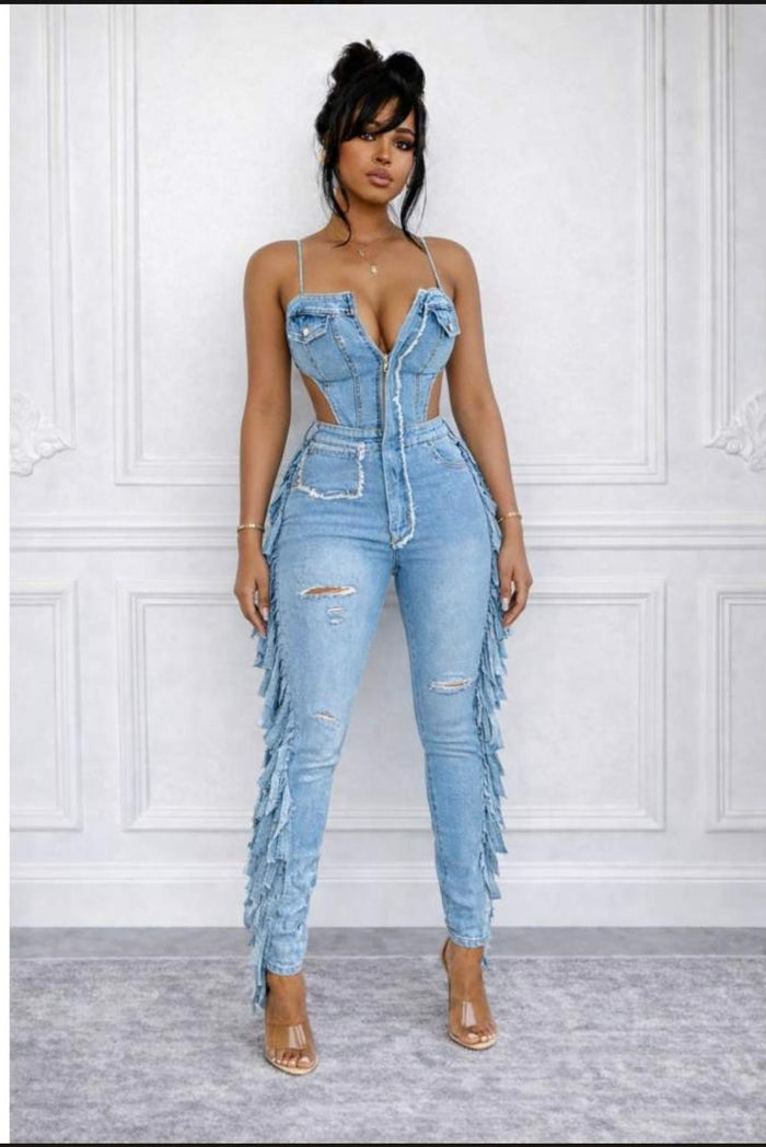 Frayed Luxe Denim Jumpsuit