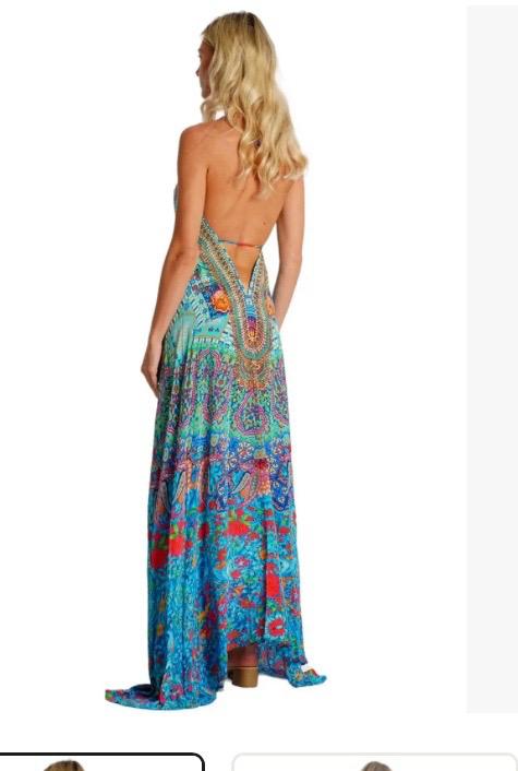 Tropical Bohemian High-Low Maxi Dress with Tassel Detail