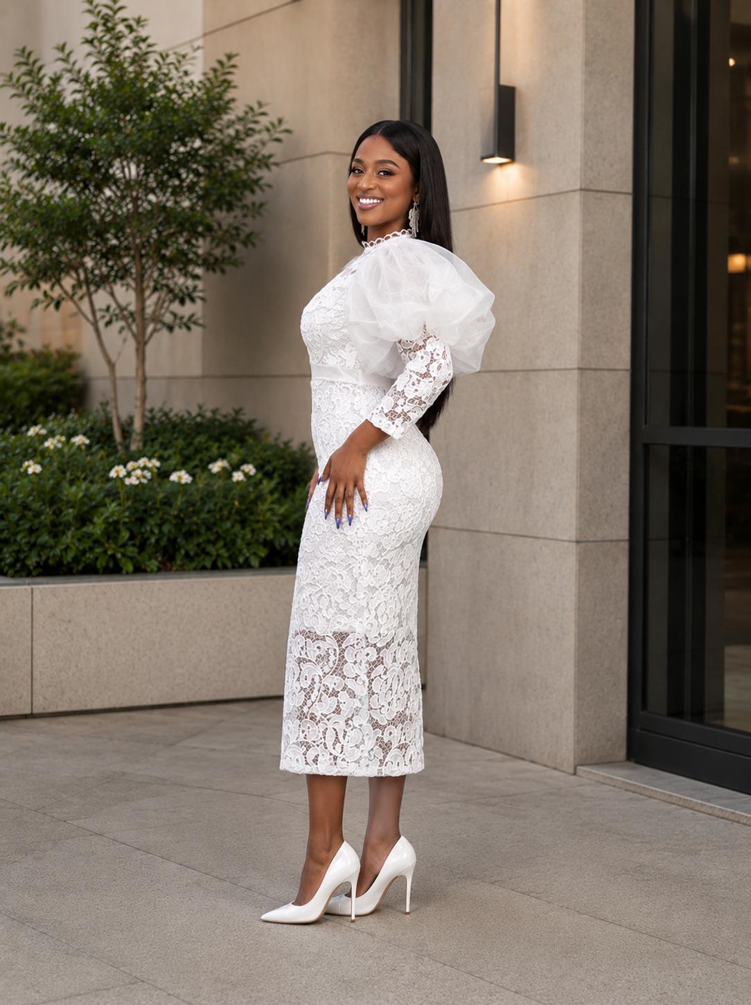 Elegance Lace Midi Dress
