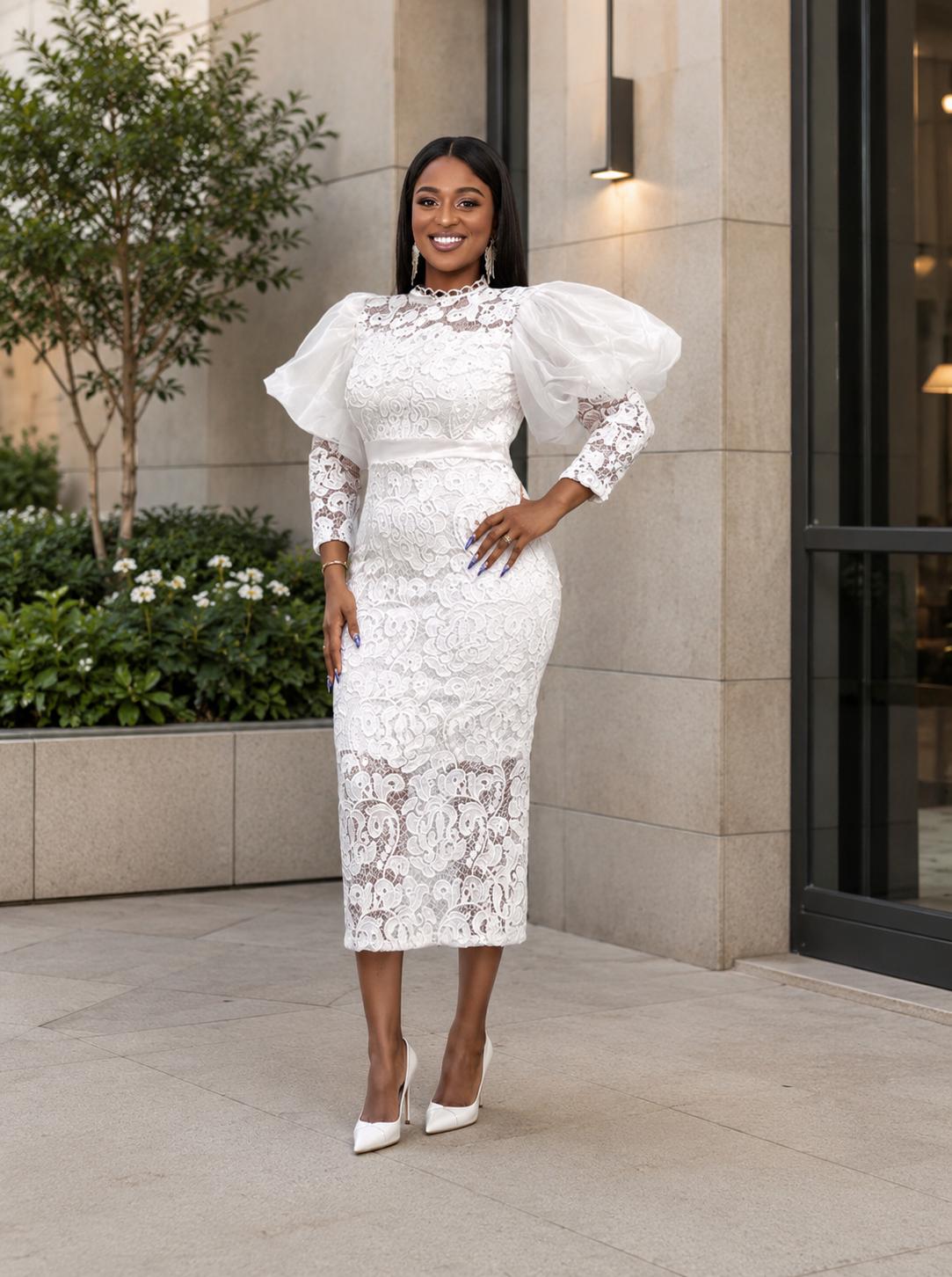 Elegance Lace Midi Dress